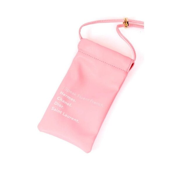 LA TRADING CO I Speak Fluent French Phone Pink Crossbody Bag NEW NWT - Picture 2 of 5